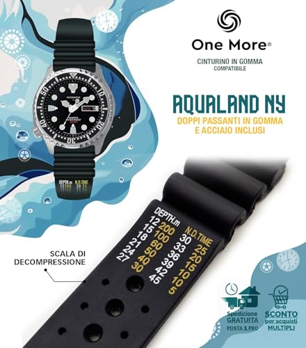 Detalle de Generico Cinturino in Gomma da 20/22/24 mm compatibile con Promaster Aqualand – universale per Sub Diver sport Black (24mm)