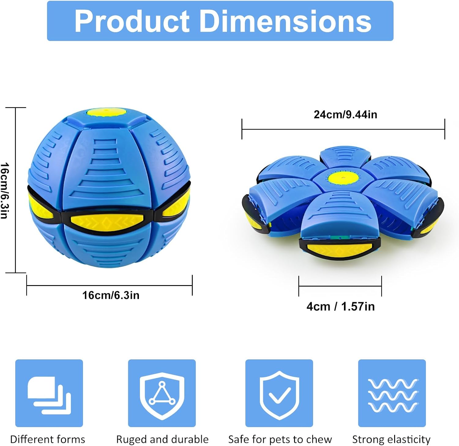 Thumbnail 5 de Kikkavo Magic Bouncing Ball 6-Light Dual Form (Blue) – Pop-Up Flying Saucer Metaball Transforming Design