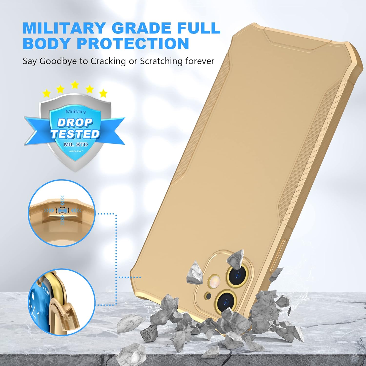 Detalle 2 de ORETECH for iPhone 11 Case with 2 x 9H Screen Protectors, 360° Full Body Shockproof Protection