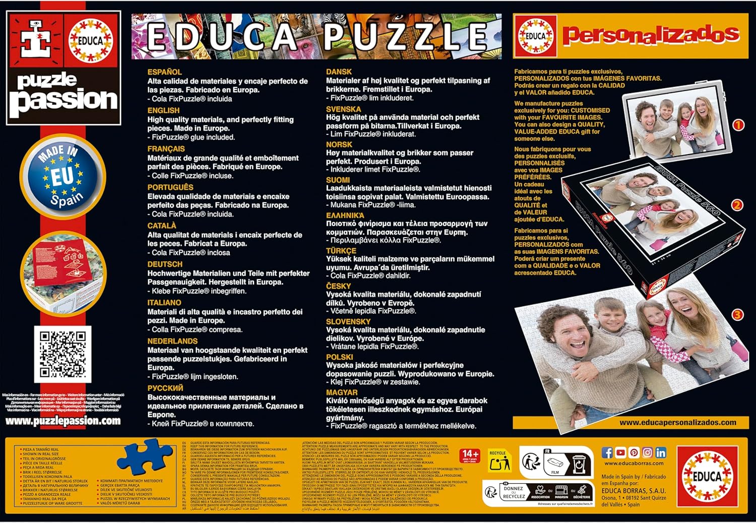 Thumbnail 1 de Puzzle Educa 1500 pièces adultes « Paons du Bengale » (85 x 60 cm) dès 14 ans
