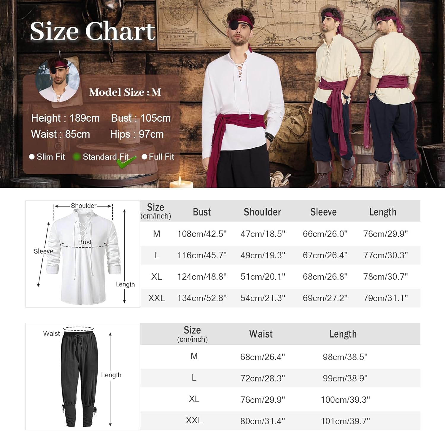 Thumbnail 5 de Vercico Pirate Costume Adults 5-Piece Set