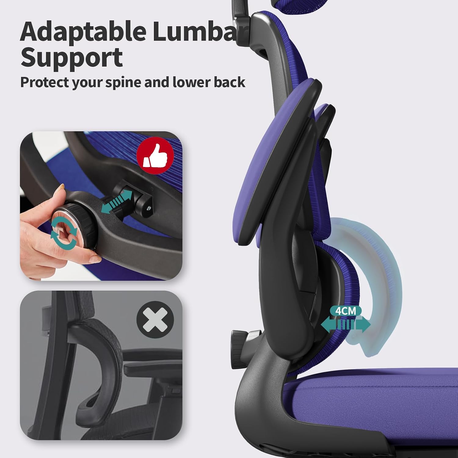 Thumbnail 2 de TRALT Office Chair Ergonomic Desk Chair – Violet, 330 LBS Capacity