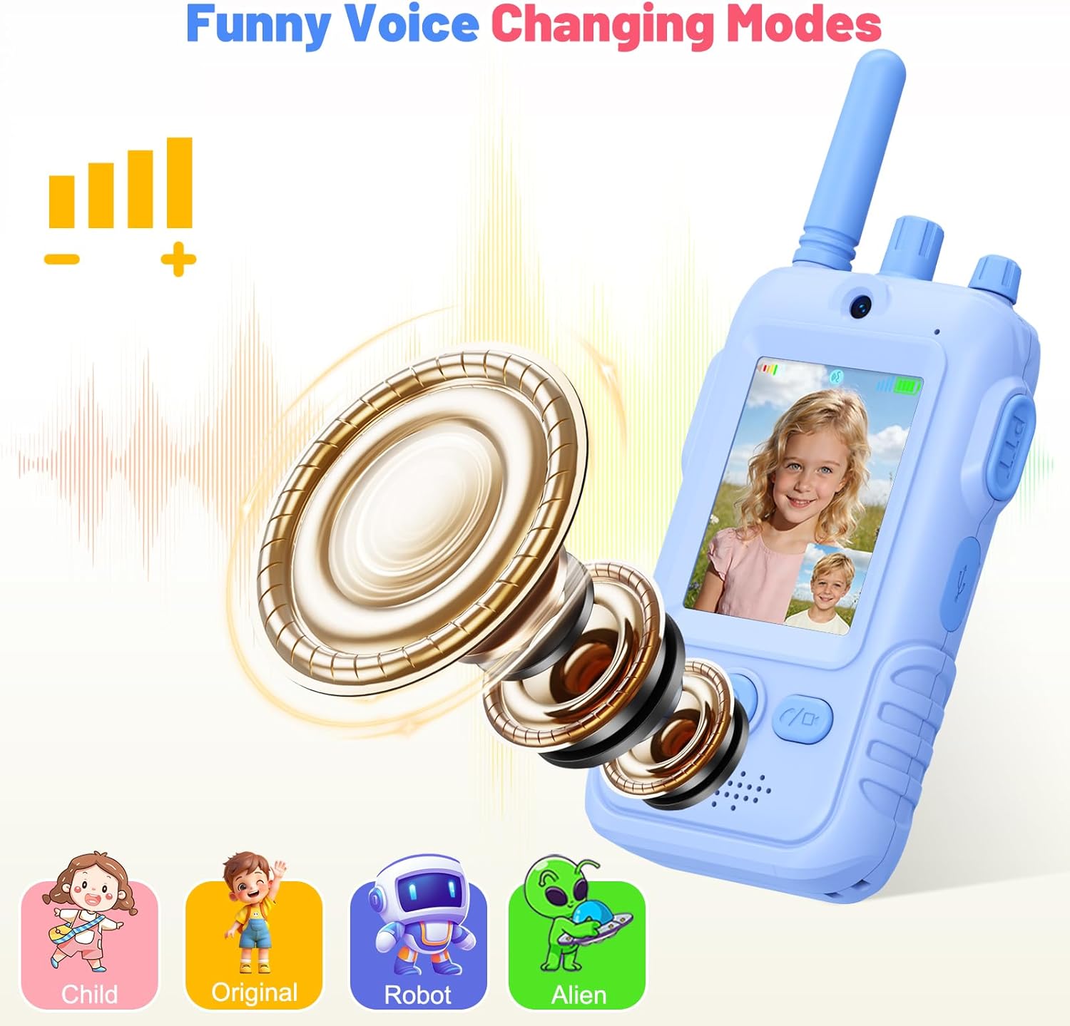 Thumbnail 4 de GREENKINDER Video Walkie Talkie für Kinder mit Kamera (Sprechen & Sehen gleichzeitig) – 2er-Set, aufladbar, mit Gürtelclip & Taschenlampe