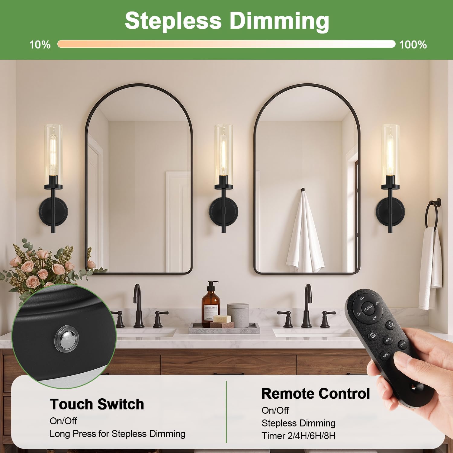 Detalle 1 de Rechargeable Wall Sconces, Set of 2