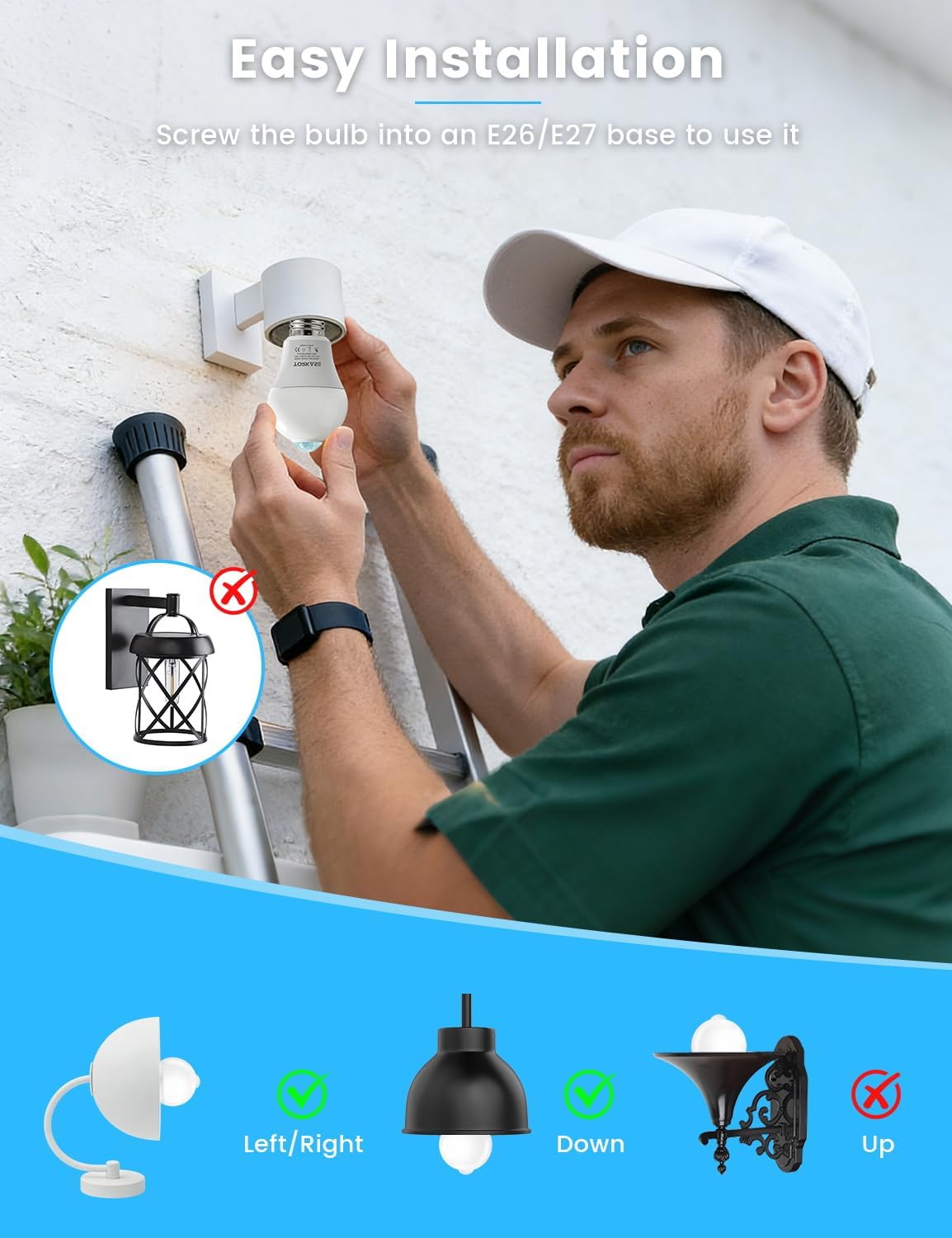 Detalle 2 de Torkase QP6012SA A19 Motion Sensor LED Bulbs, E26, 5000K, 2-Pack
