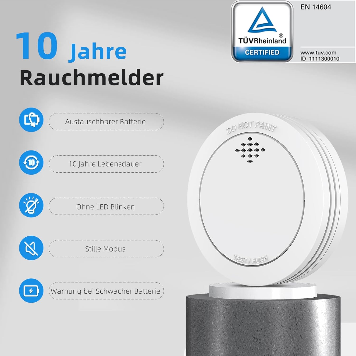 Detalle 2 de XINDUM Rauchmelder 10er Set 85 dB