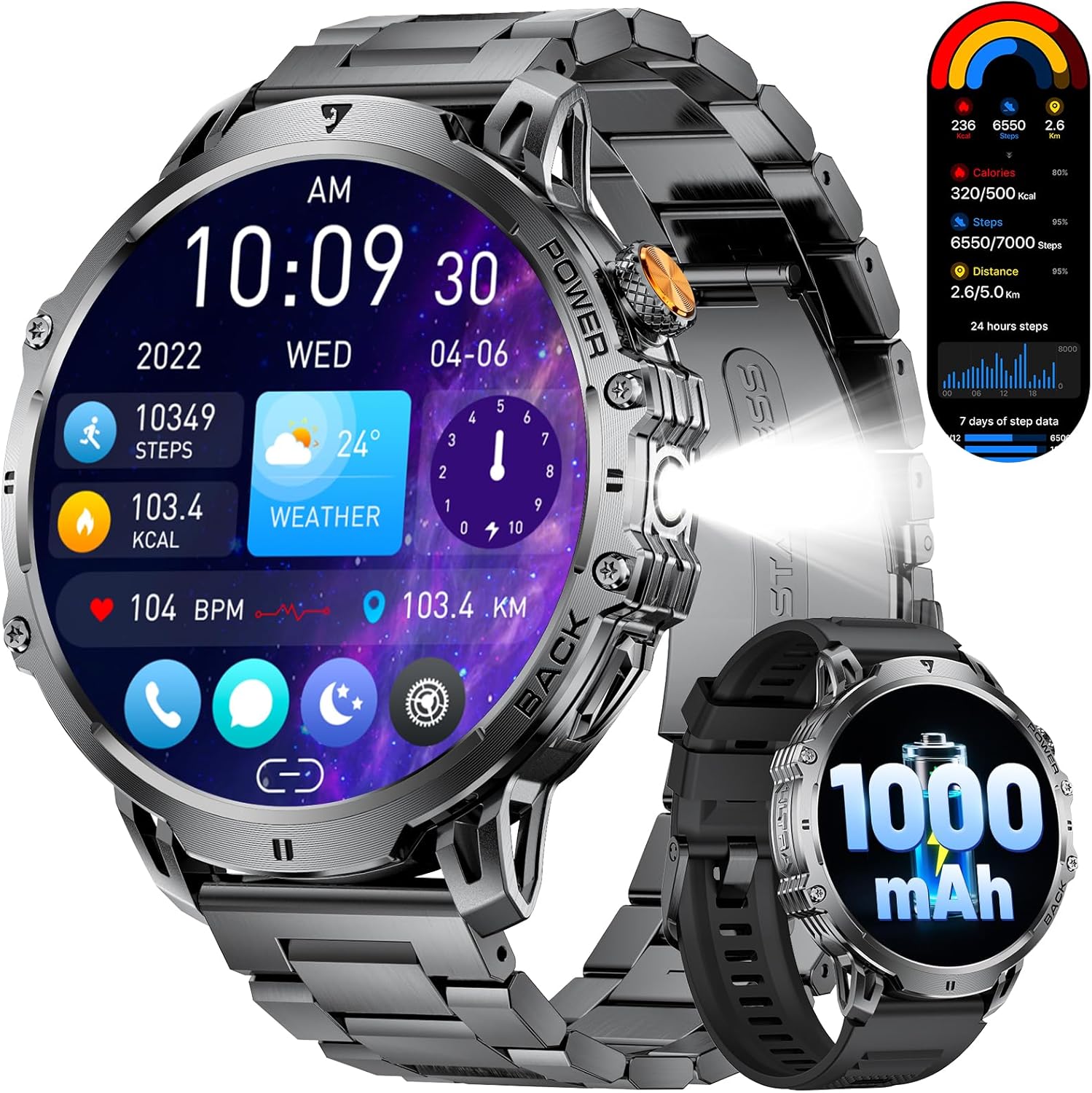 LIGE Smartwatch Uomo EF13: Orologio Fitness 1,85'' con Chiamate Bluetooth, 110+ modalità sportive e doppio cinturino