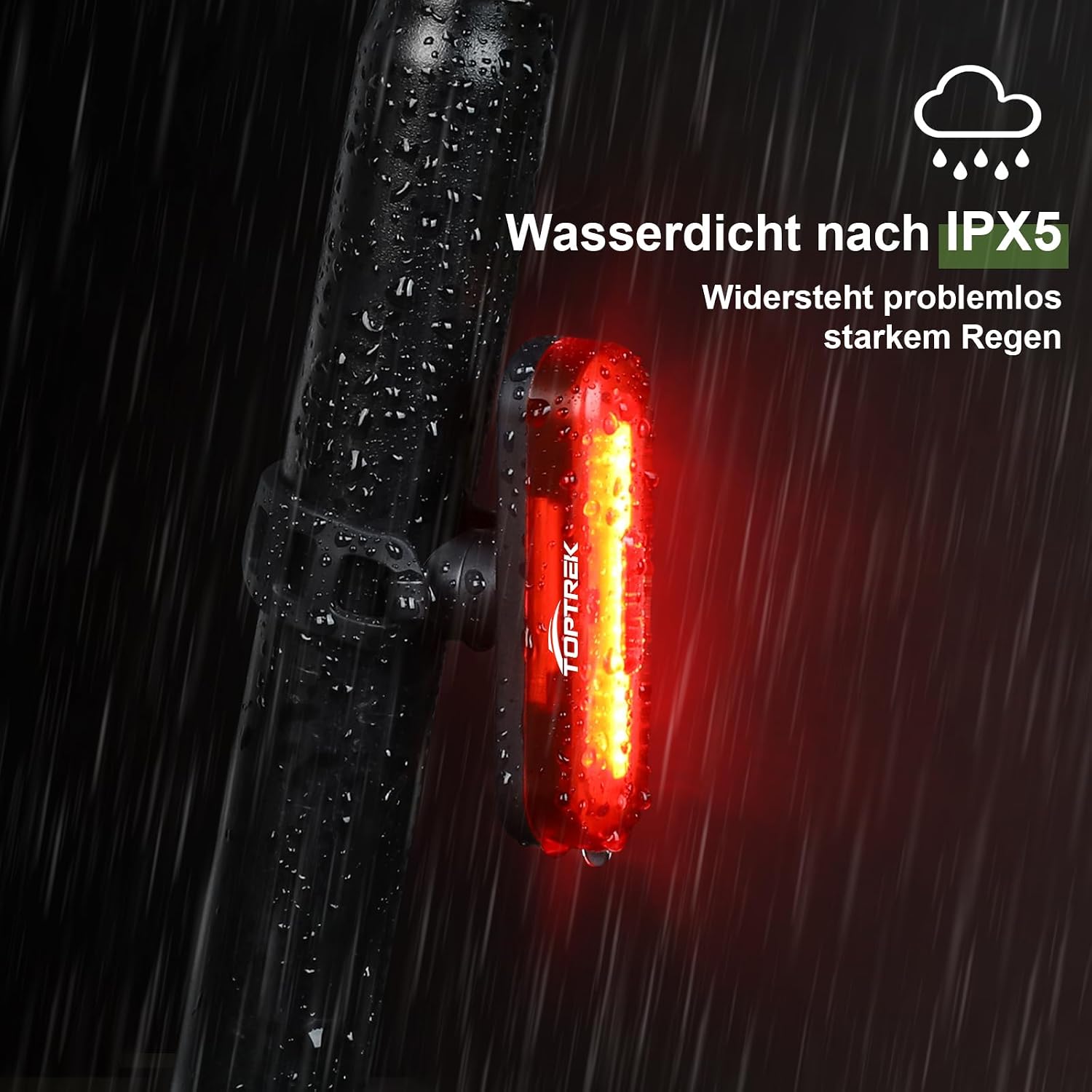 Detalle 2 de toptrek Rücklicht Fahrrad Sichtweite 200 Metern