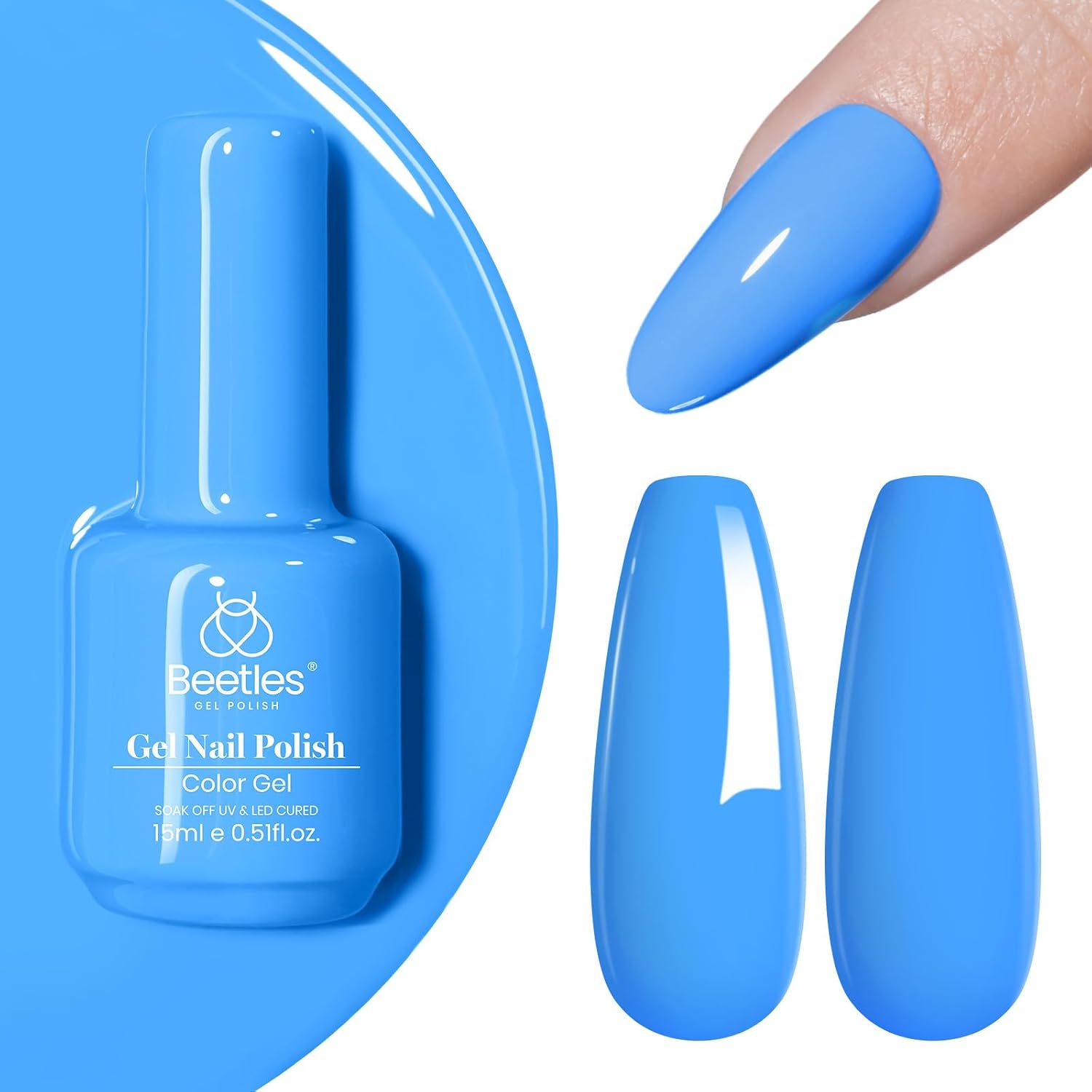 Detalle de Beetles Coastal Holiday Bliss Blue Gel Nail Polish, 15 mL, UV/LED