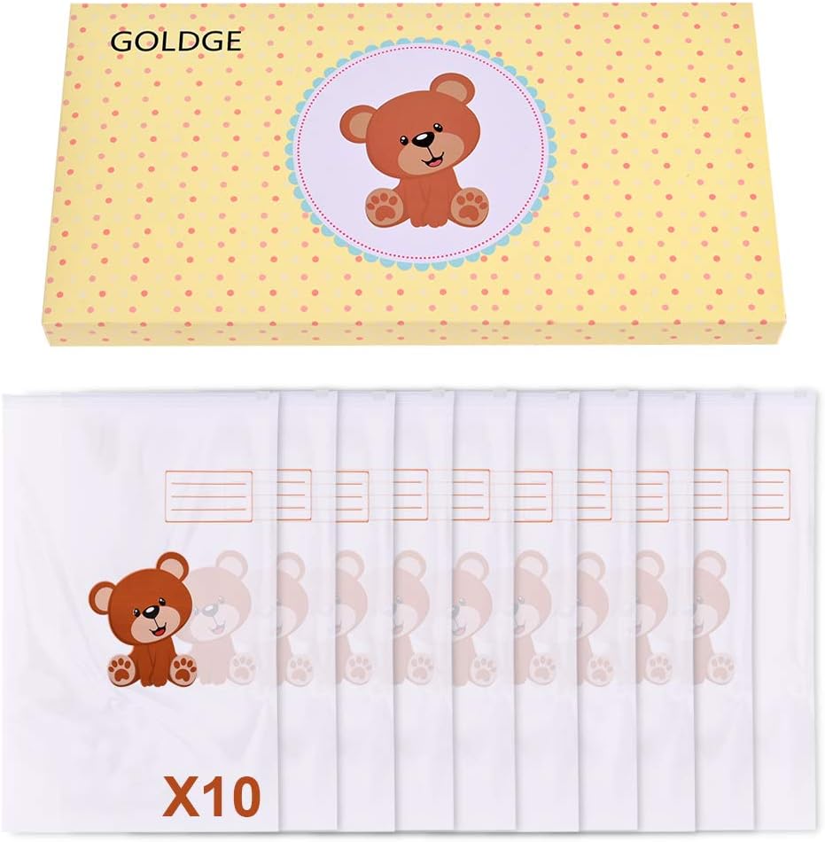 GOLDGE 10 bustine corredino neonato con chiusura ermetica e cursore (38 × 25 cm)