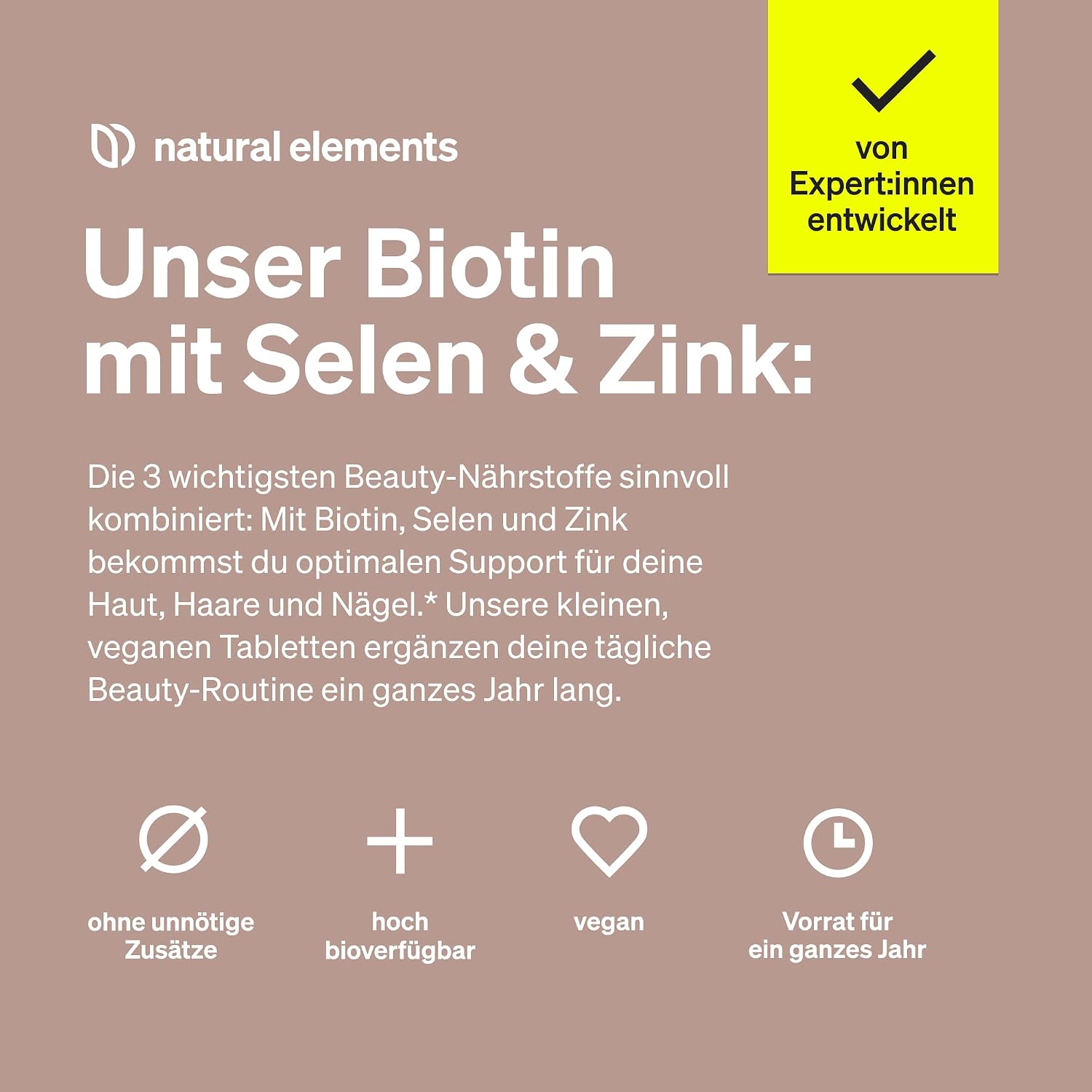 Detalle de natural elements Biotin + Selen + Zink 365 Tabletten đ