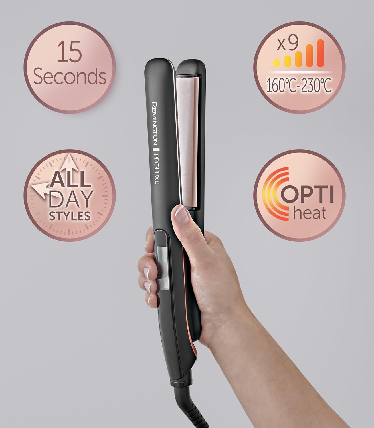 Thumbnail 2 de Remington PROluxe Midnight S9100B – lisseur à cheveux avec plaques céramique étroites 110 mm