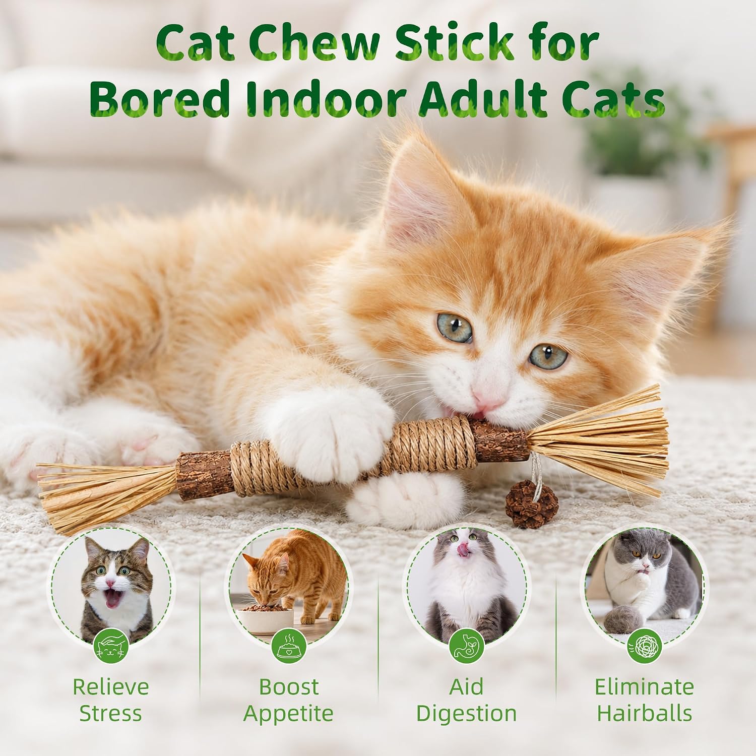 Detalle 2 de GBSYU Silvervine Cat Chew Sticks, 6-Pack for Indoor Cats