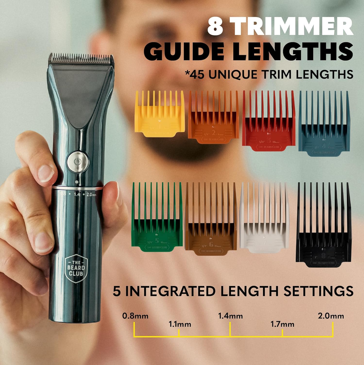 Thumbnail 5 de The Beard Club Beard Trimmer for Men 8 Color Guides 45 Trim Lengths 📏