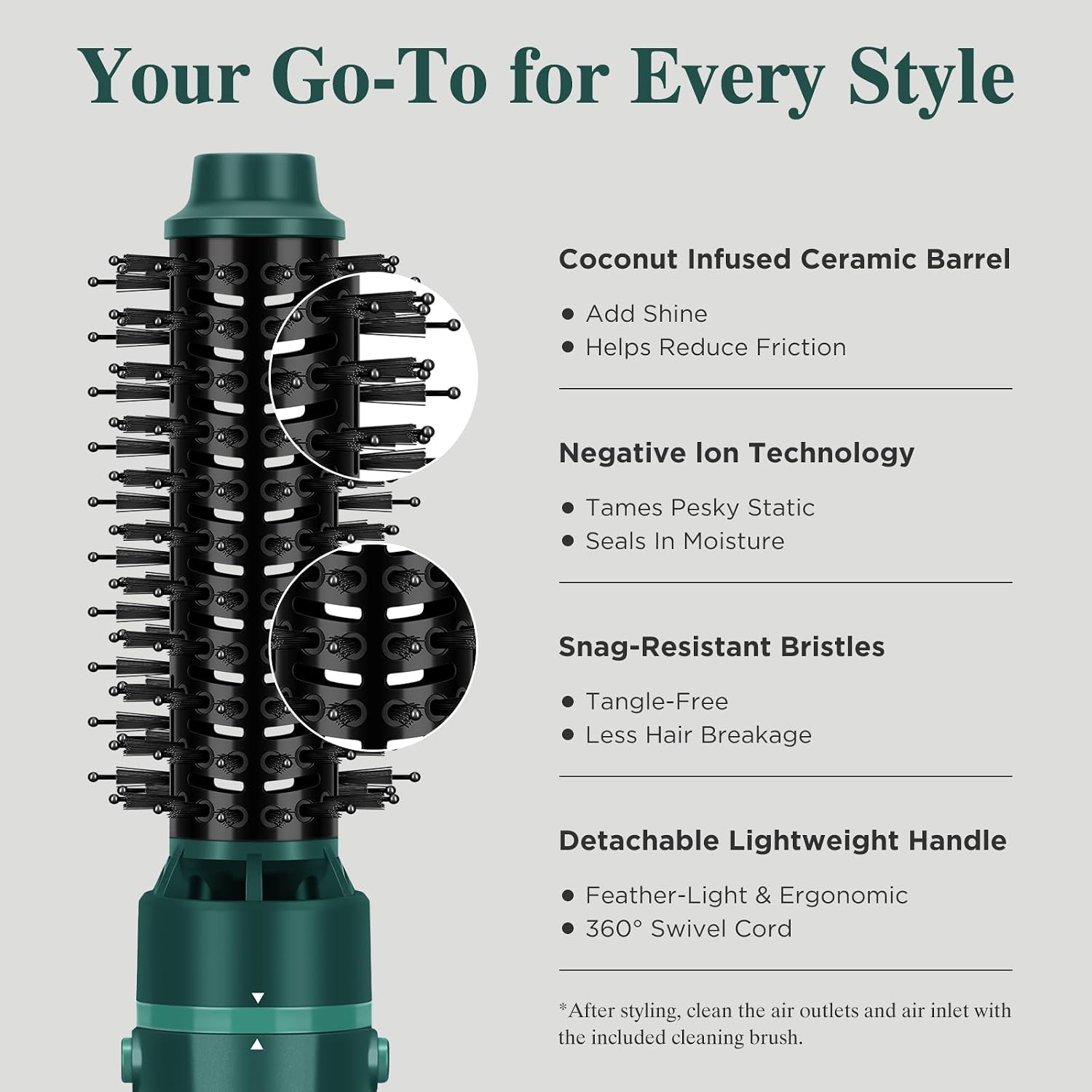 Detalle de Aima Beauty Blow Dryer Brush Set – 4-in-1 Round Brush Blow Dryer for Short to Medium Hair