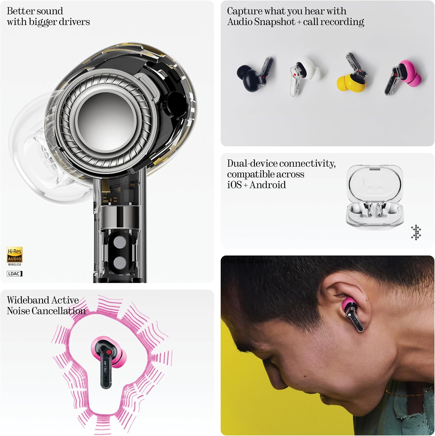 Detalle de Nothing Ear (3a) noise-canceling earbuds