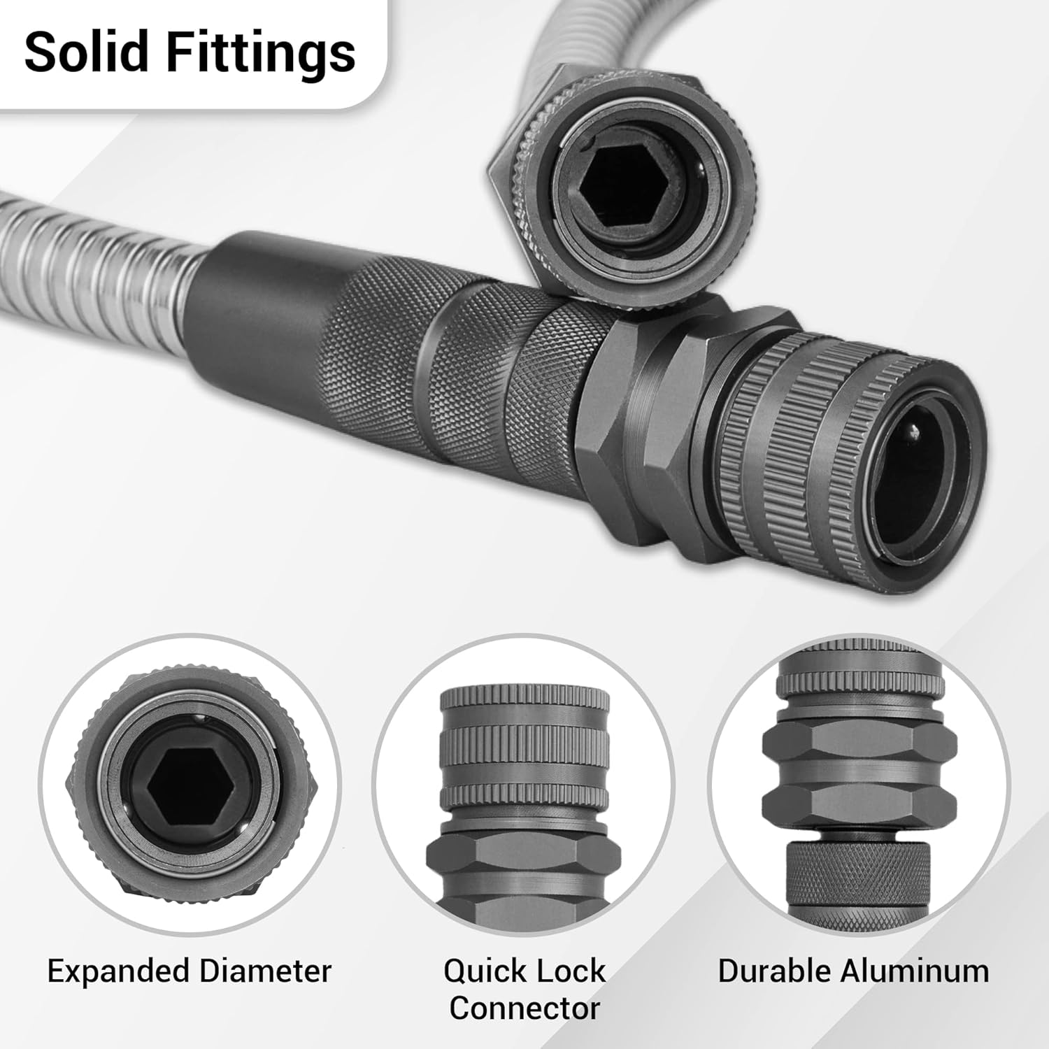 Thumbnail 2 de TheFitLife Metal Garden Hose Pipe (30m): Durable, kink-free Stainless Steel Hose with Sprayer Nozzle