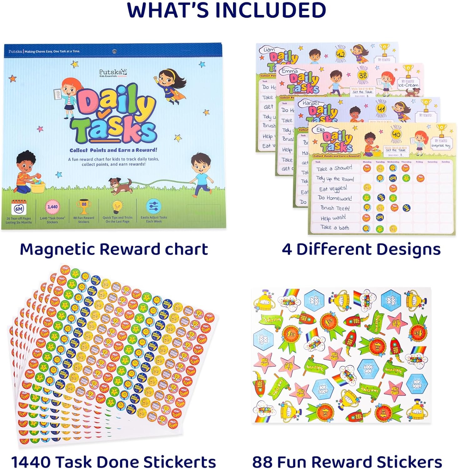 Thumbnail 6 de PUTSKA Behaviour Reward Chart for Kids 26 Charts