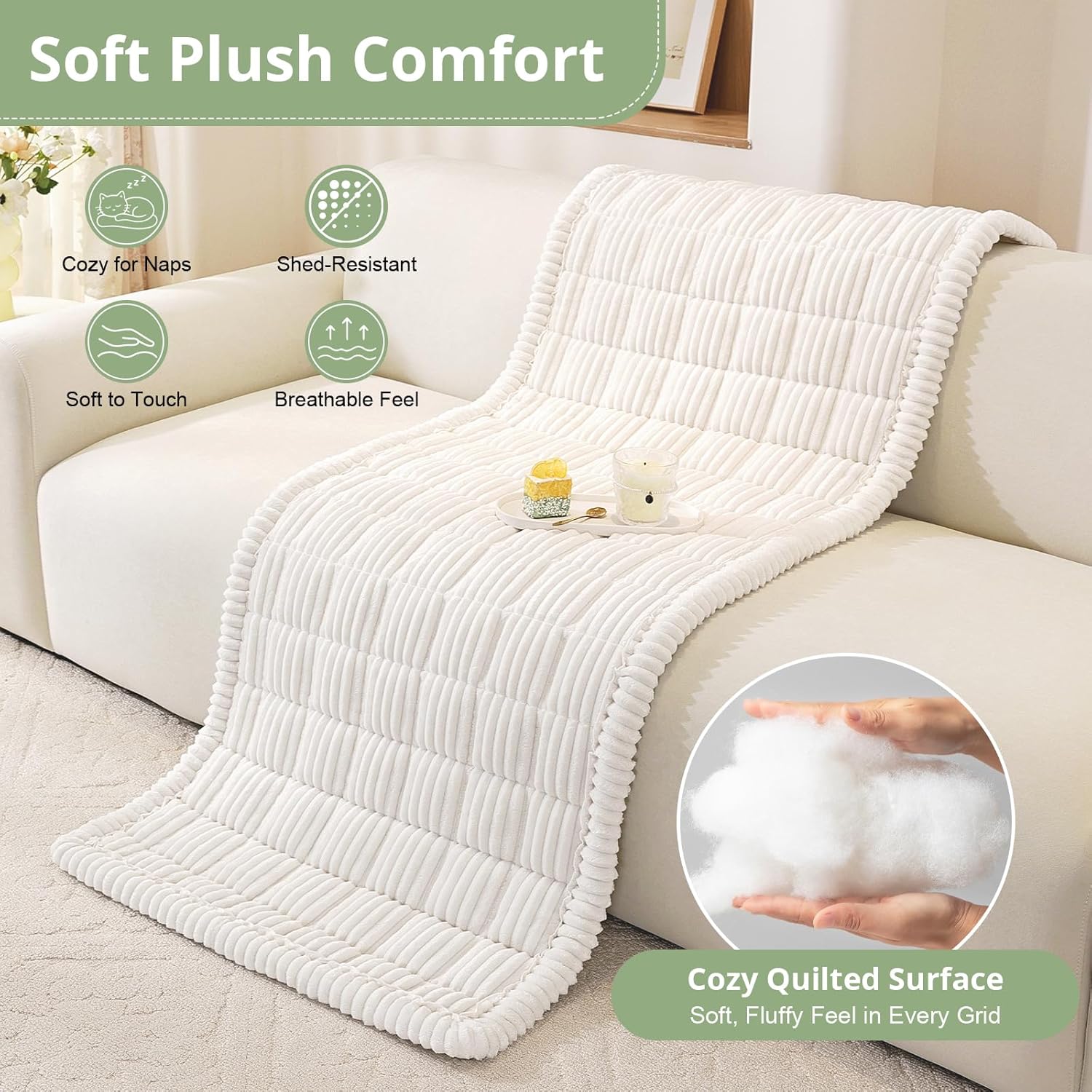Thumbnail 5 de OstepDecor Couch Cover for Dogs - 35.4" x 63" Non-Slip, Washable Furniture Protector in White