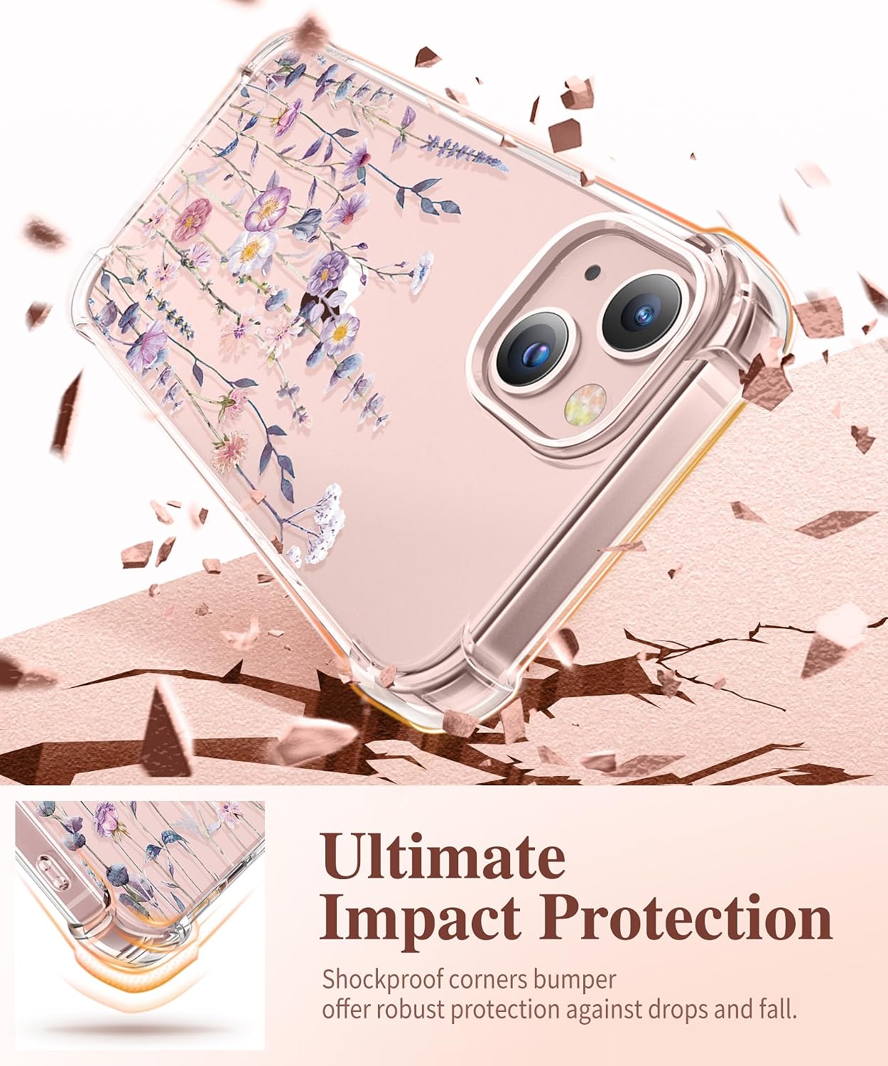 Thumbnail 3 de GVIEWIN iPhone 13 Floral Clear Case 6.1"