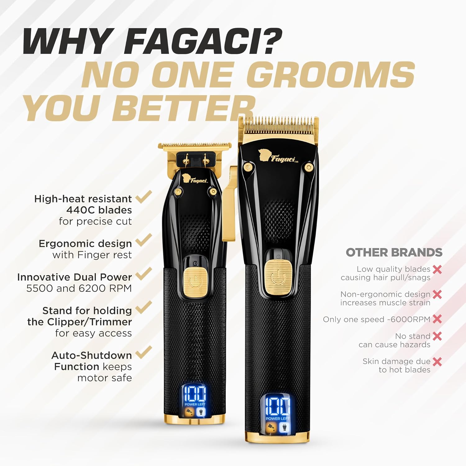 Thumbnail 5 de Fagaci Professional Hair Clippers for Men Set Turbo Power with Precise Cutting