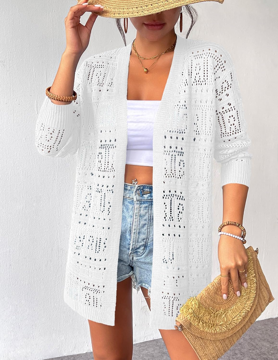 Detalle 2 de Zeagoo Women's 2026 Summer Crochet Cardigan: Lightweight Open-Front Kimono for Boho Beach Style