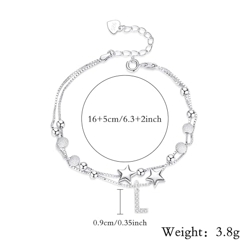 Detalle 2 de Astellea Pulsera de Plata con Letras Iniciales – Regalos Personalizados para Ella