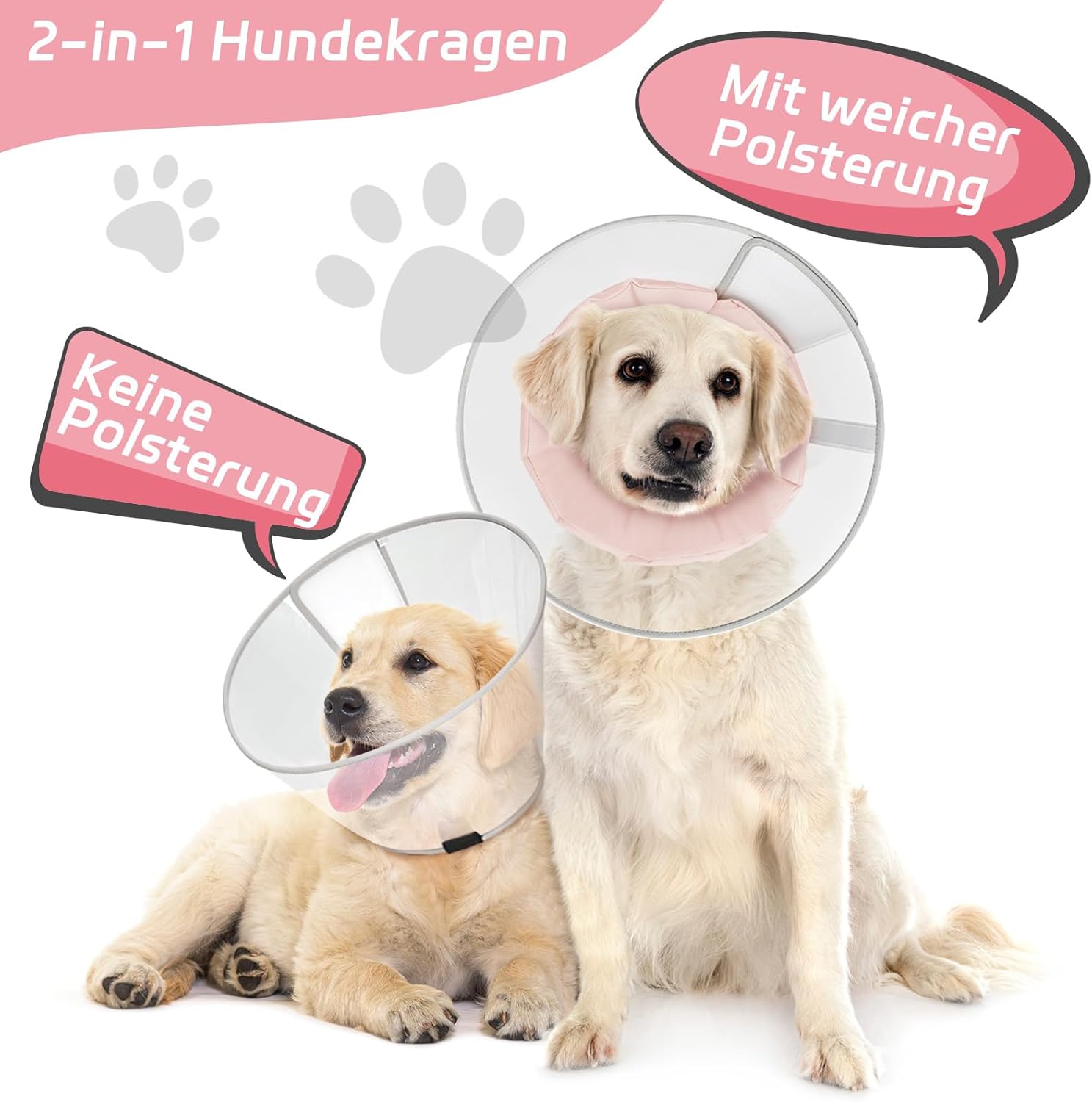 Thumbnail 1 de Supet Halskrause für Hunde (weiches Polster) – klare Elizabeth-Recovery-Kragene, Alternative für große, mittlere und kleine Hunde, Hellrosa (XL)