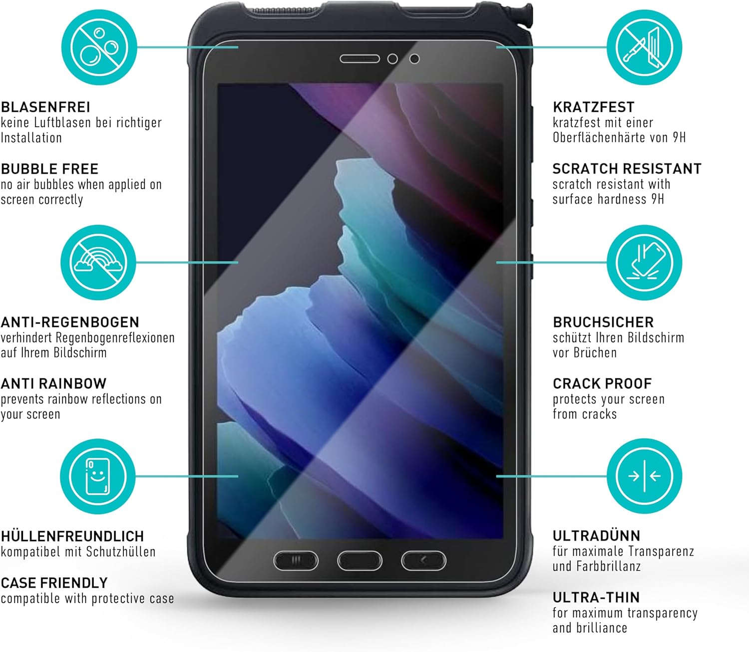 Thumbnail 4 de SmarTect Tempered Glass Screen Protector for Samsung Galaxy Tab Active 3, 9H, 2-Pack
