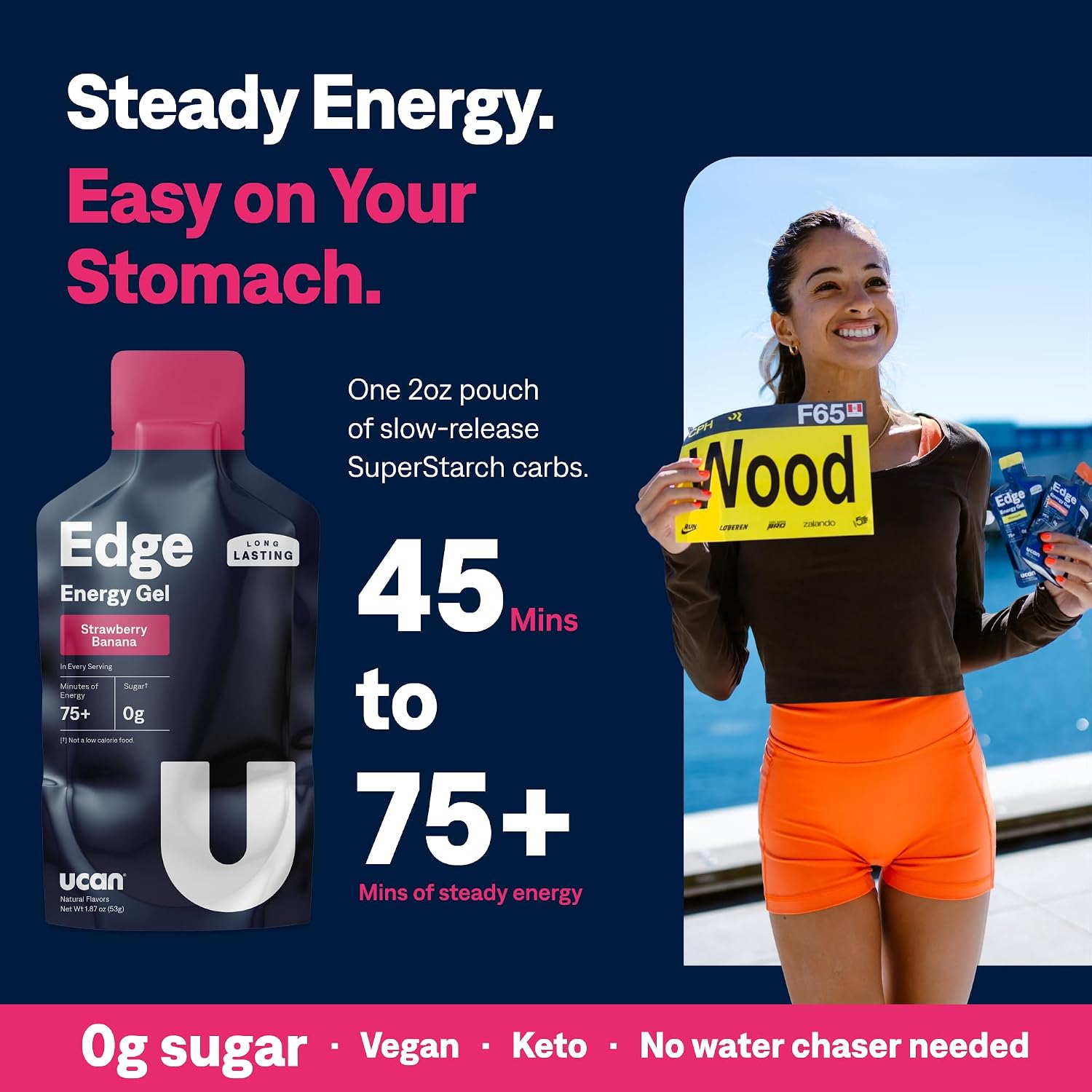 Detalle de UCAN Edge Energy Gel Shots – Variety Pack (12, 2 Ounce Packets)