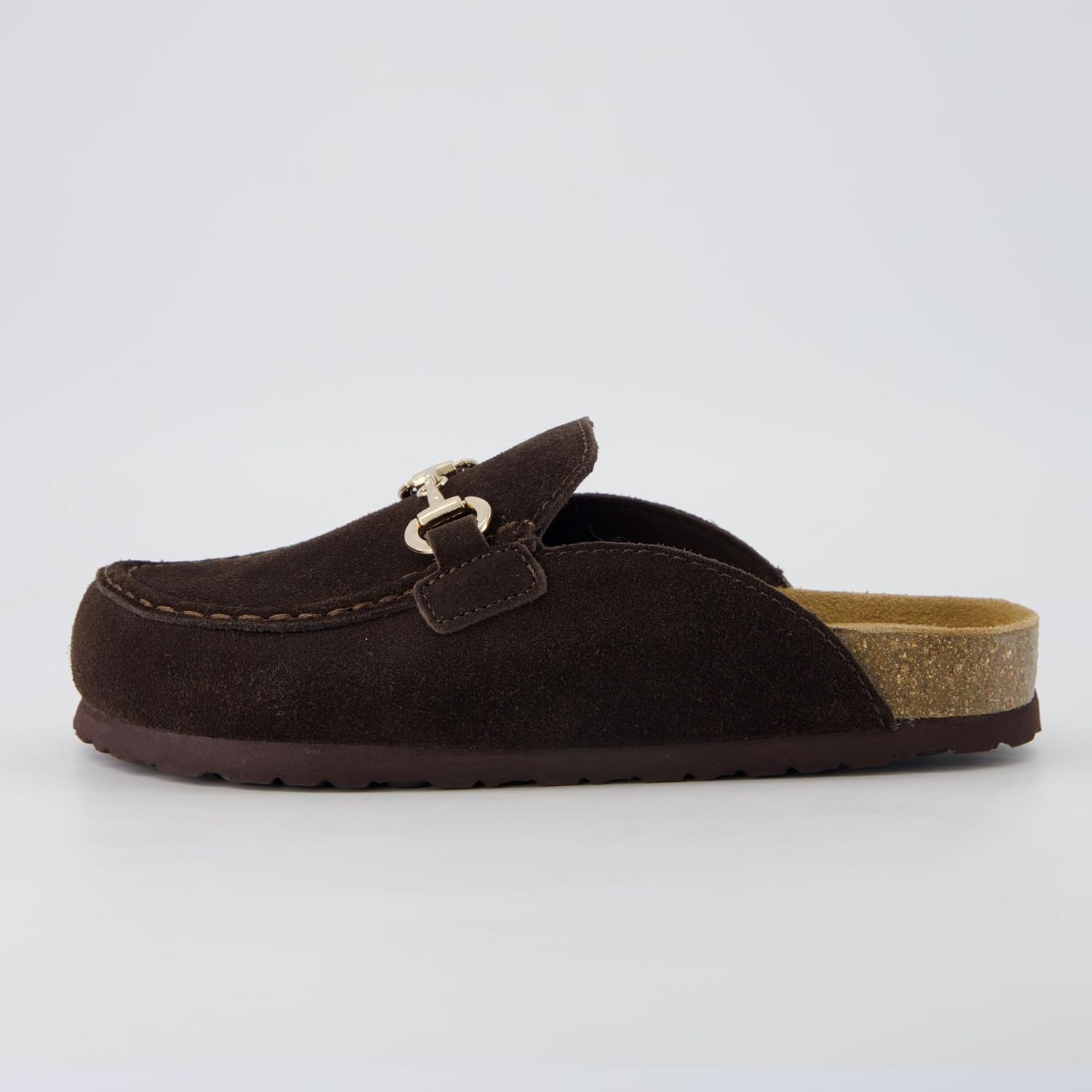 Detalle 2 de CUSHIONAIRE Cliff Suede Clog Mules for Women with Cork Footbed