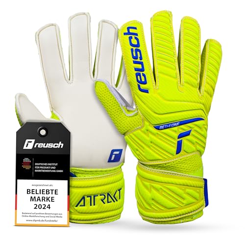 Detalle de Reusch Torwarthandschuhe Attrakt Solid Junior – Gelb/Blau/Weiß, Größe 4