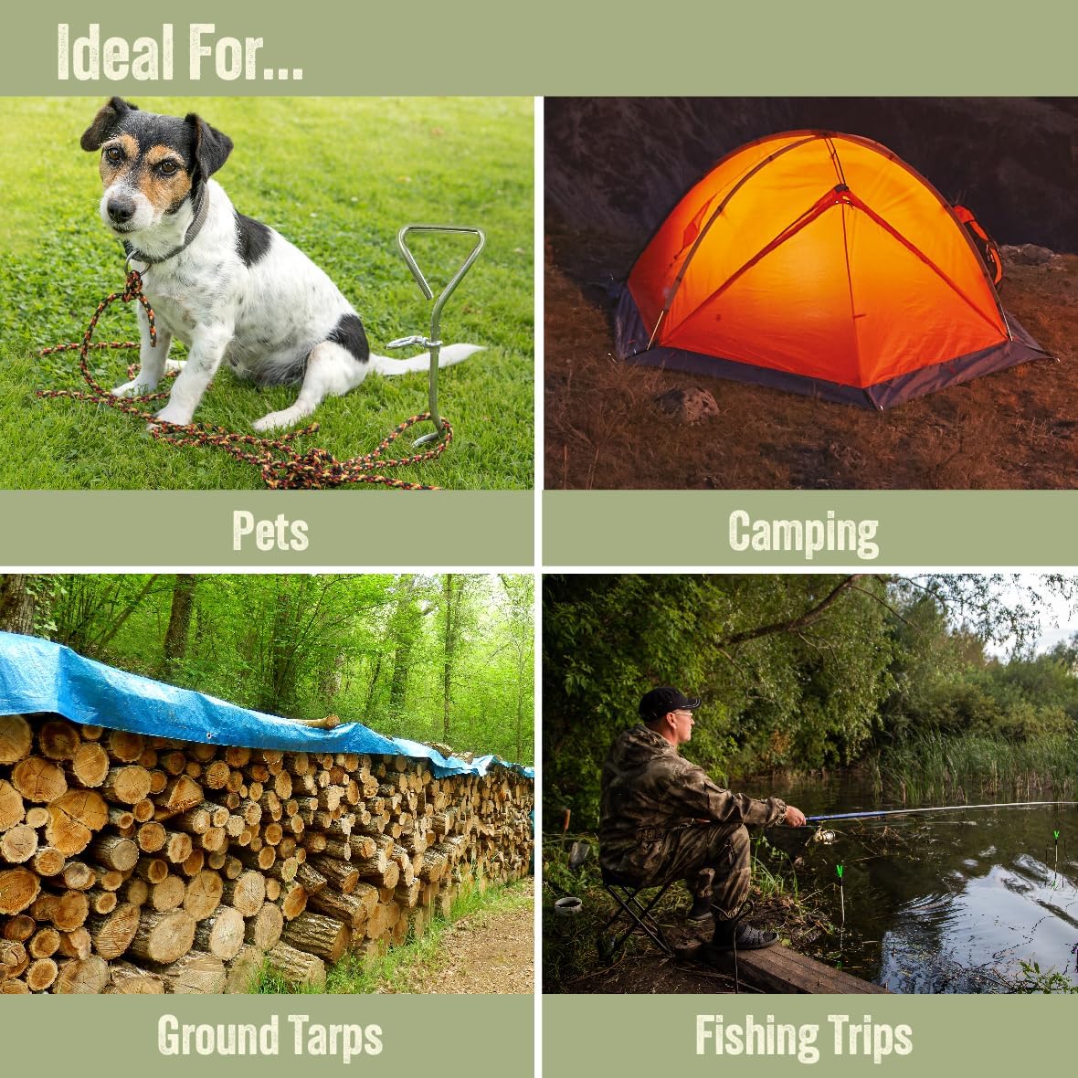 Detalle 2 de Milestone Camping Milestone – Picchetto di fissaggio in acciaio da esterni con cavezza e eslabone