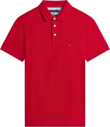 Detalle de Tommy Hilfiger Polo de Manga Corta Hombre 1985 Slim Fit – Multicolor (Medium Red)