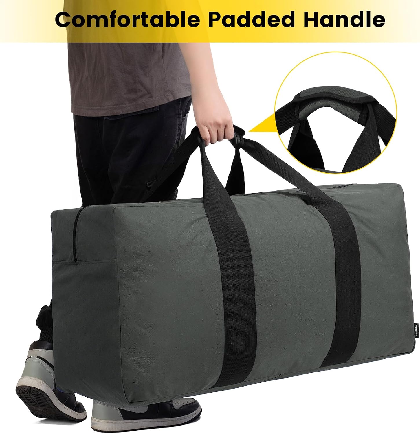 Detalle de Vorspack 100L Extra-Large Travel Bag, Foldable 600D Polyester Duffel, Grey