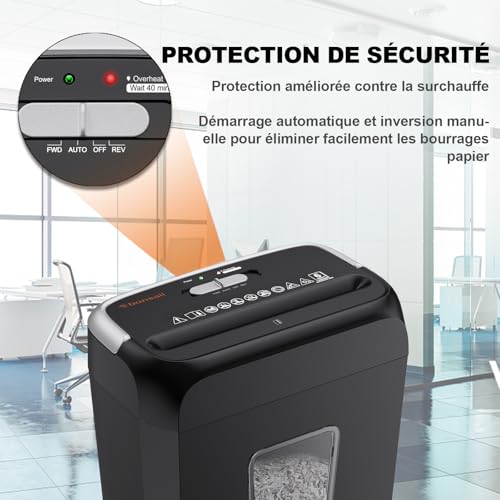 Detalle de Bonsaii Destructeur de Documents 6 Feuilles – Coupe Croisée P-4 pour Cartes