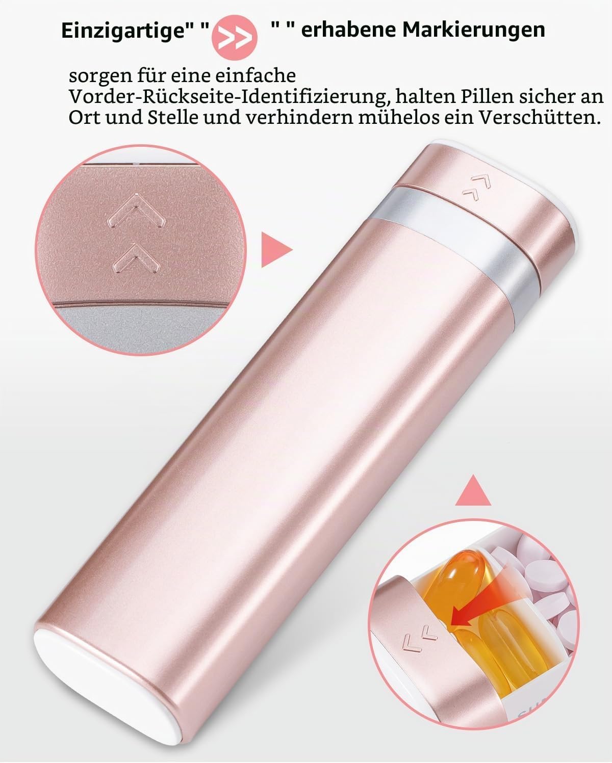 Detalle de Betife Tablettenbox 7 Tage – BPA-freie Wochen- und Reise-Pillendose (Rosa)