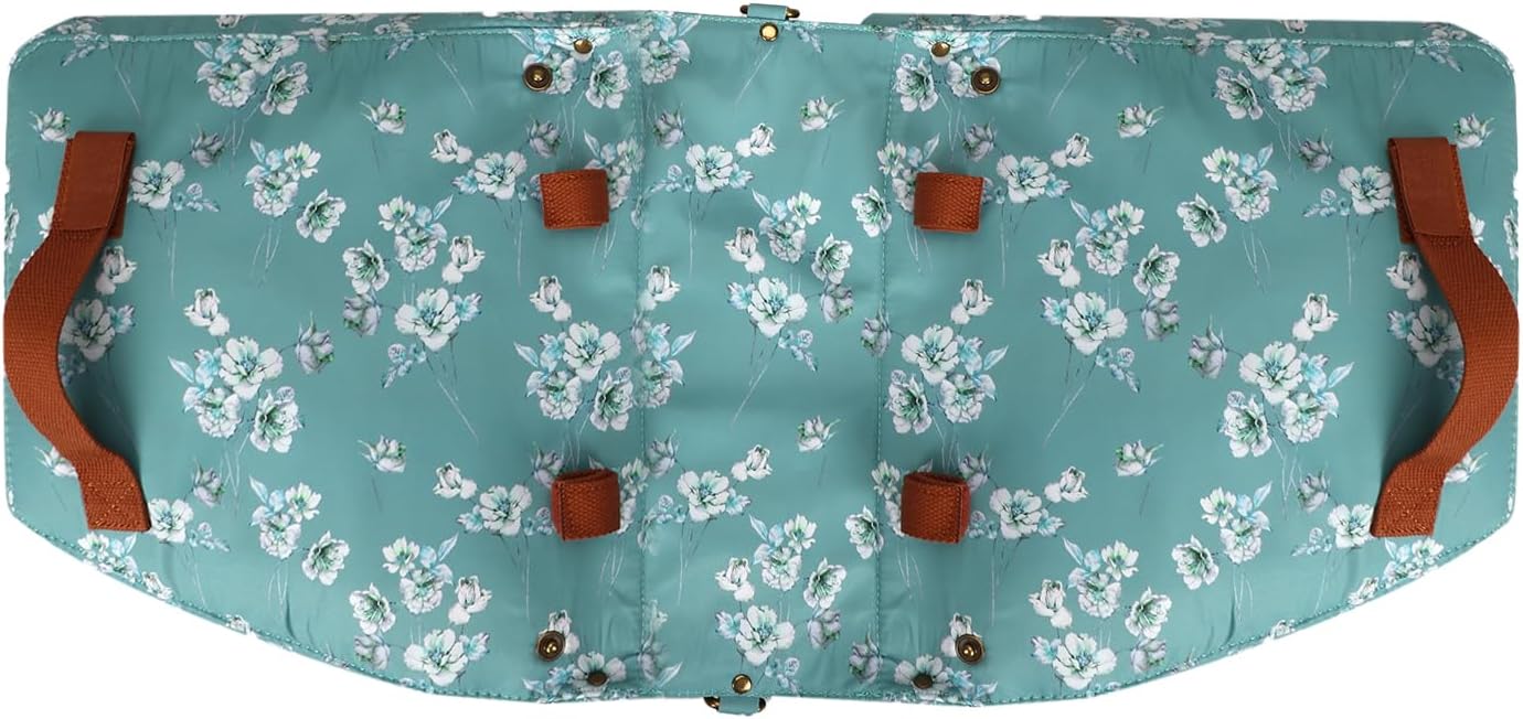 Thumbnail 3 de TOURBON Waterproof Canvas Bicycle Rear Pannier Bag (Flower Pattern) – Double Roll-Up Storage for Bike Rack