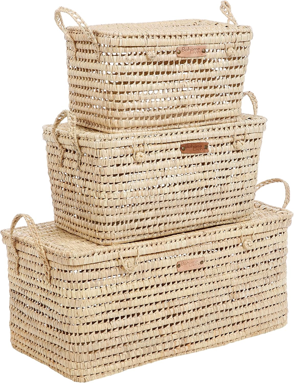 Thumbnail 6 de Bohome Living Coffre et malle de rangement en osier tressé (60 cm + 80 cm) – Bohème Chic