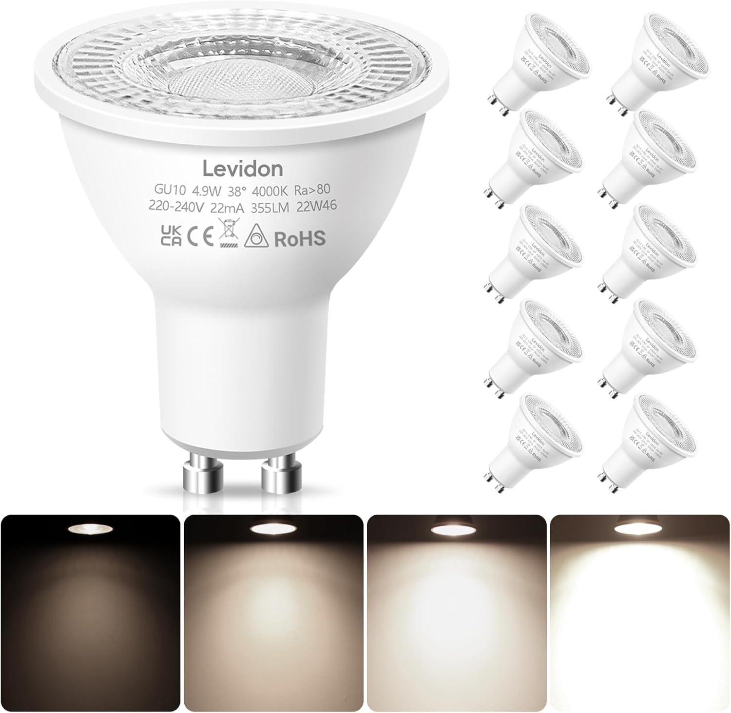 Detalle 2 de Levidon GU10 LED bulbs 4.9W dimmable