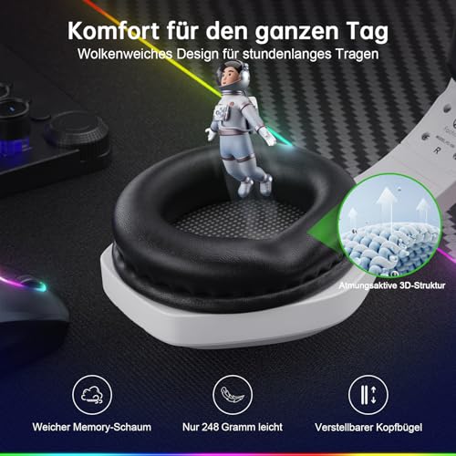 Thumbnail 6 de Fachixy Wireless Gaming Headset – Klangstarker 50-mm-Treiber, kompatibel mit PS5, PS4, PC, Mac und Switch