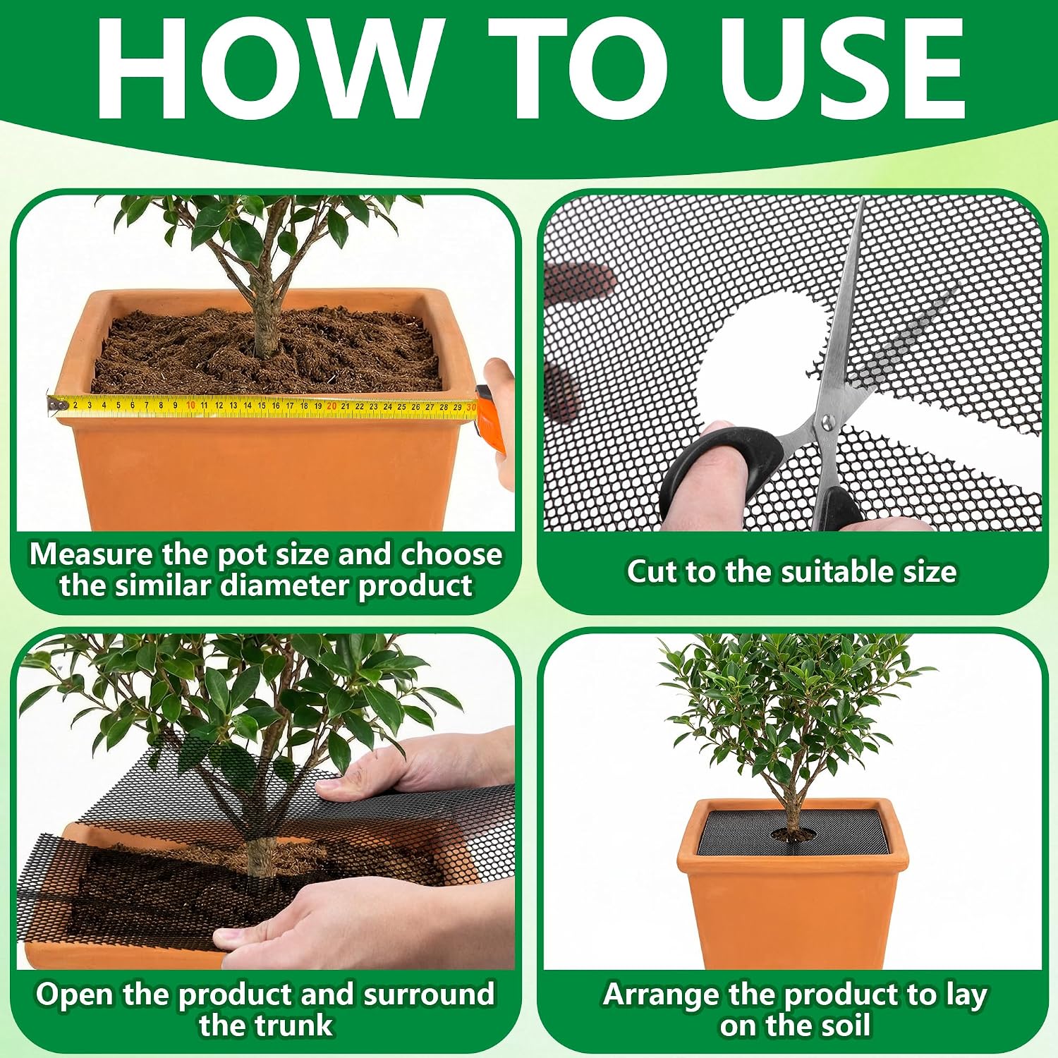 Detalle 2 de Adnee 11.8-Inch Plant Pot Grids, 8-Pack Cuttable PE Soil Covers