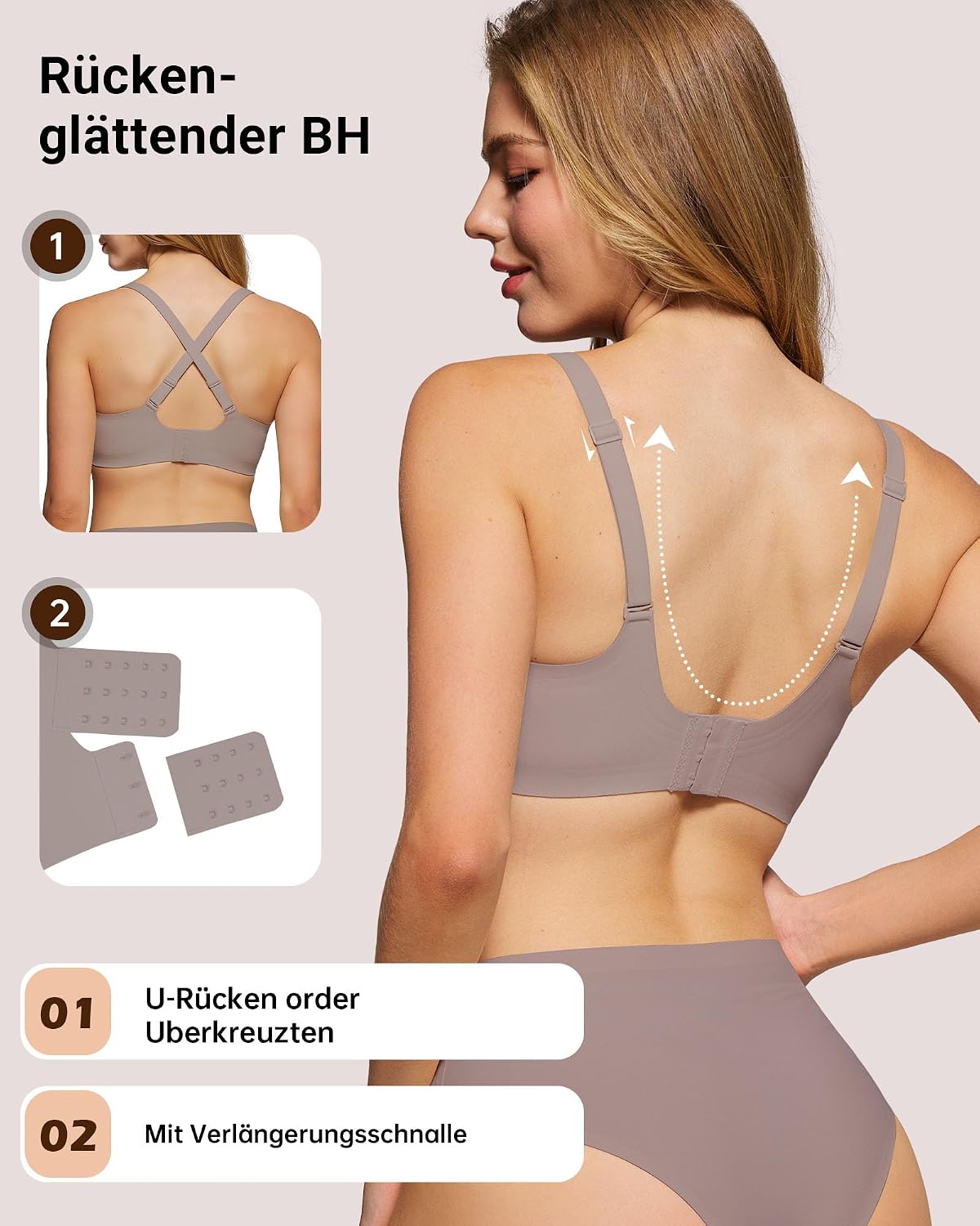 Thumbnail 2 de HORISUN BH Damen ohne Bügel mit V-Ausschnitt und Spitzenbesatz – nahtlos, sanfter Halt und vielseitig einsetzbar