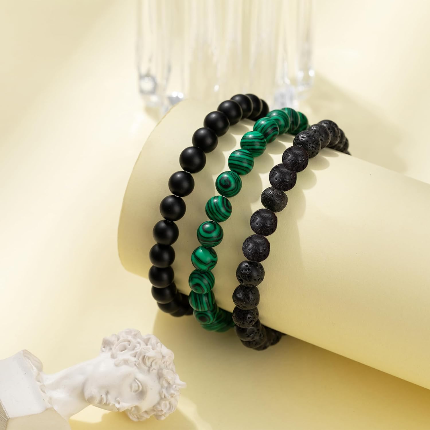 Thumbnail 5 de Bracelet œil de tigre homme MOROTOLE en pierres naturelles 8 mm, lot réglable (ensemble bracelets perles)