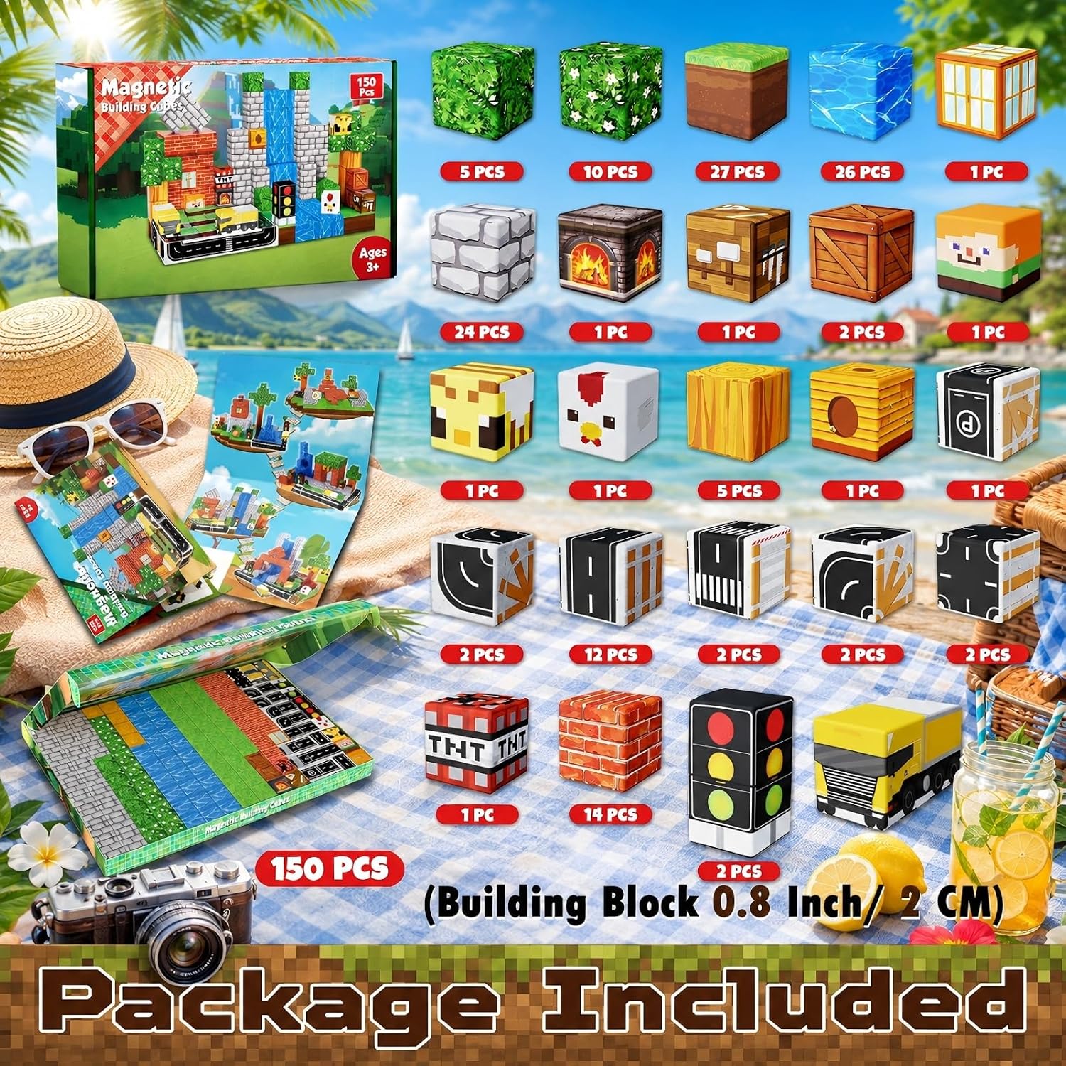 Detalle 2 de Annexfun Magnetic Blocks - 150PCS Magnetic Building Blocks Road Forest Set for STEM Learning