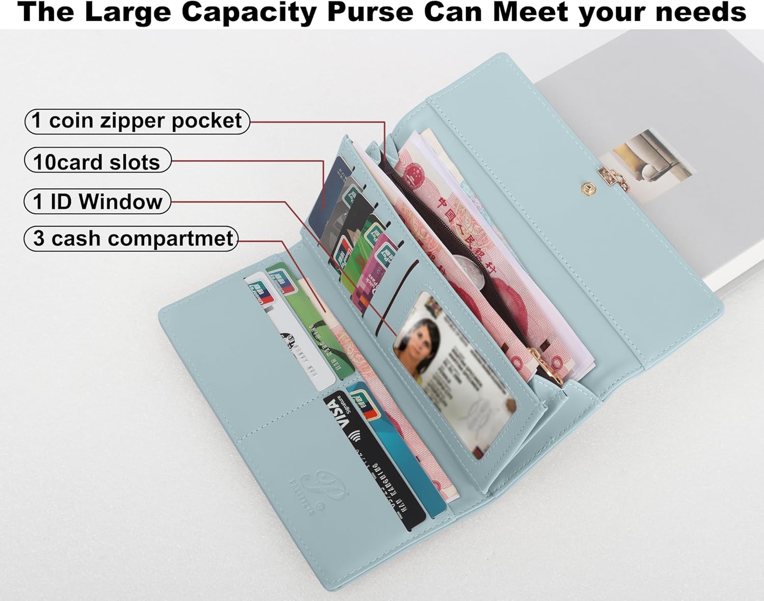 Thumbnail 4 de ZhengYue Ladies Purse PU Leather 10‑slot Wallet 🎀