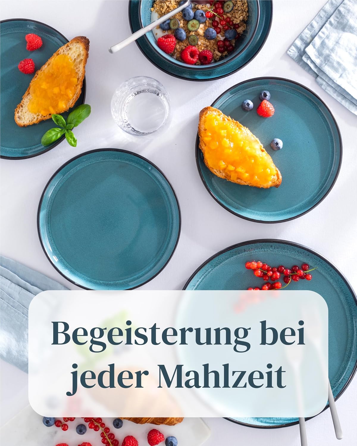 Thumbnail 3 de Steingut Suppenteller Ibiza 6er Set Petrol