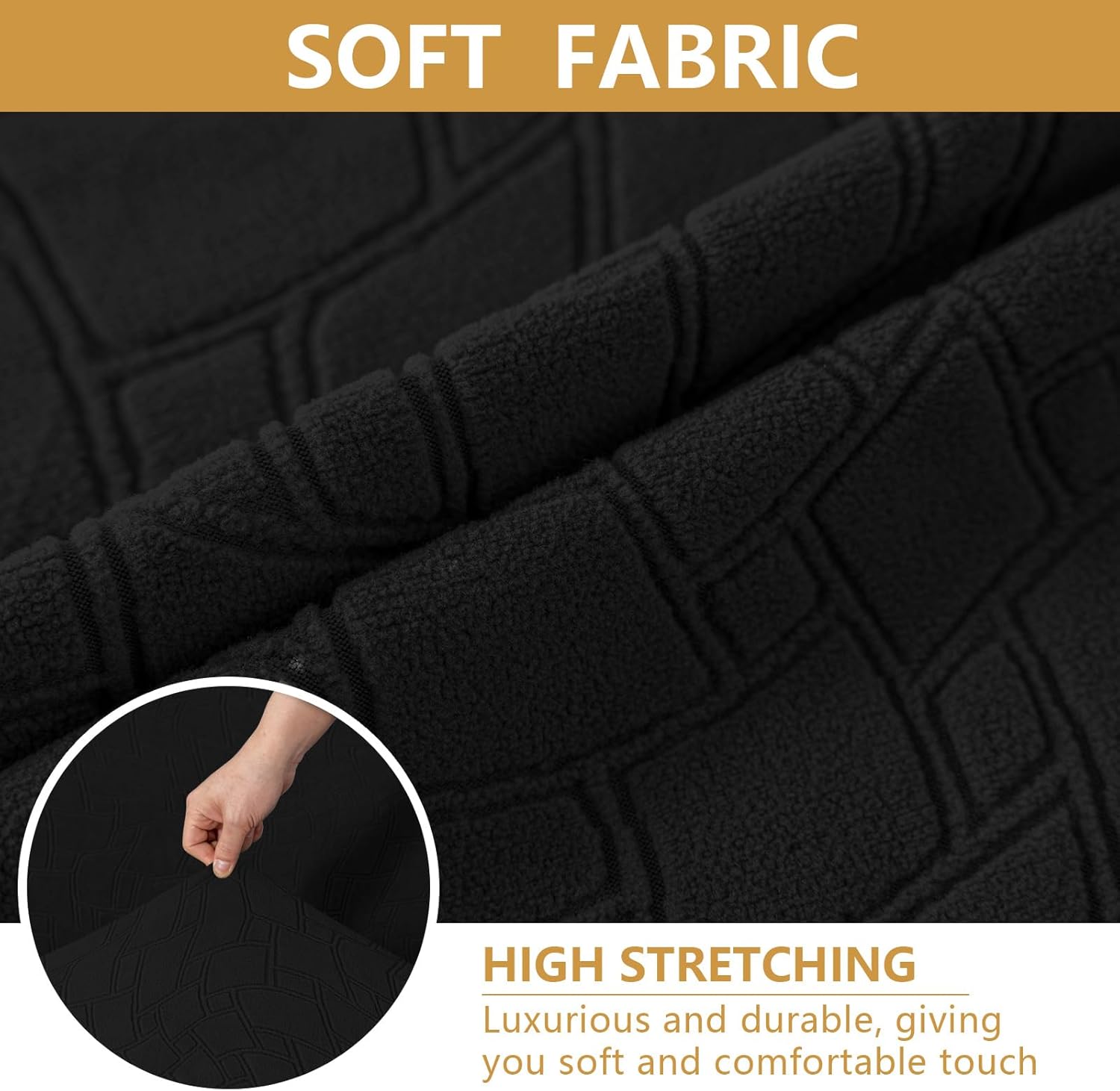 Thumbnail 3 de Ystyle housse de chaise extensible 6 pièces (noir) – couverture universelle lavable et amovible