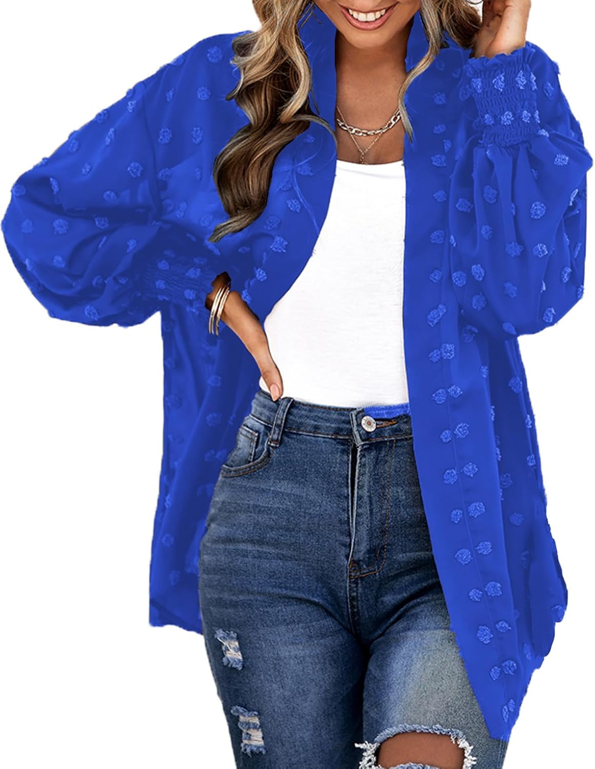 Detalle de Hey Joo Women's Sheer Chiffon Kimono Cardigan Open Front – Beach Cover Up