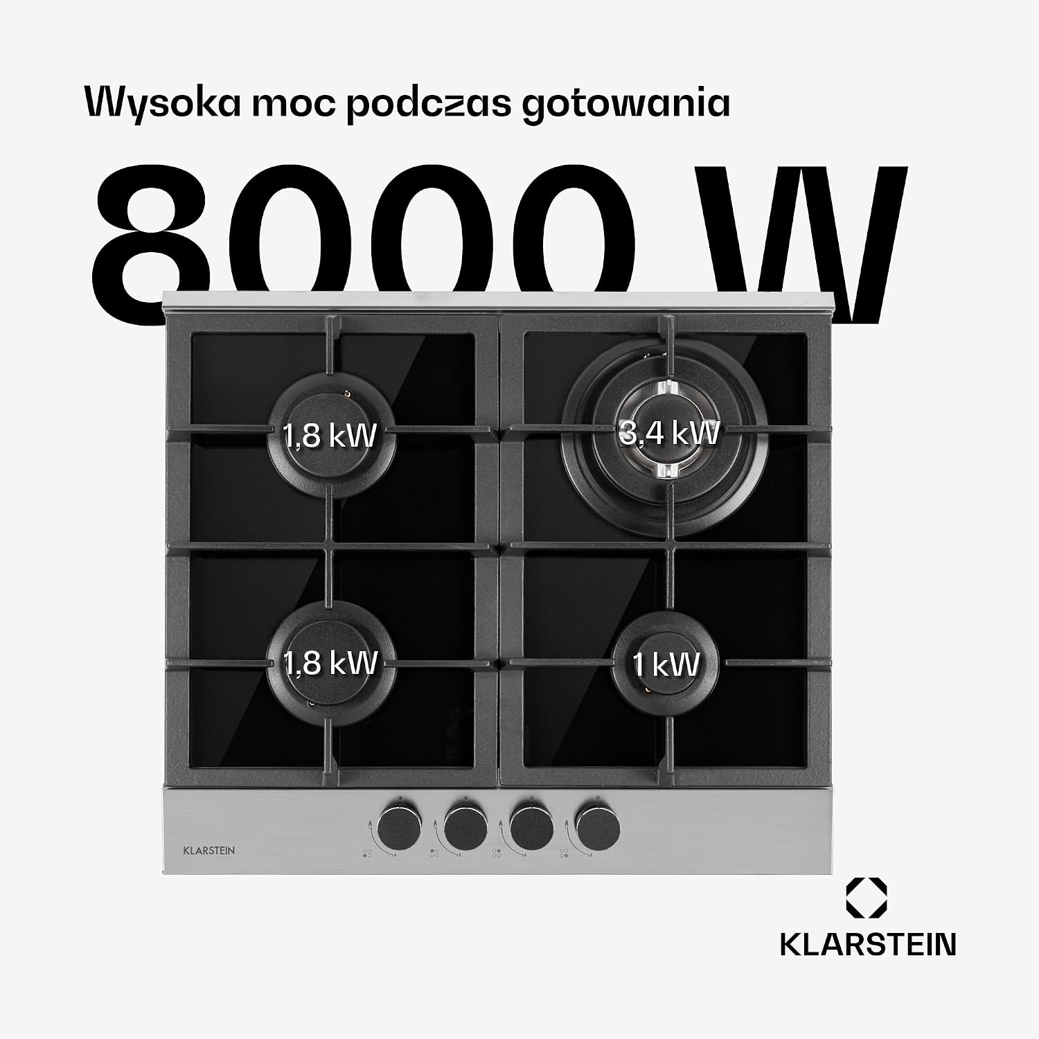 Detalle 2 de Klarstein 4-palnikowa płyta gazowa do zabudowy, czarna, ceramiczno-szklana